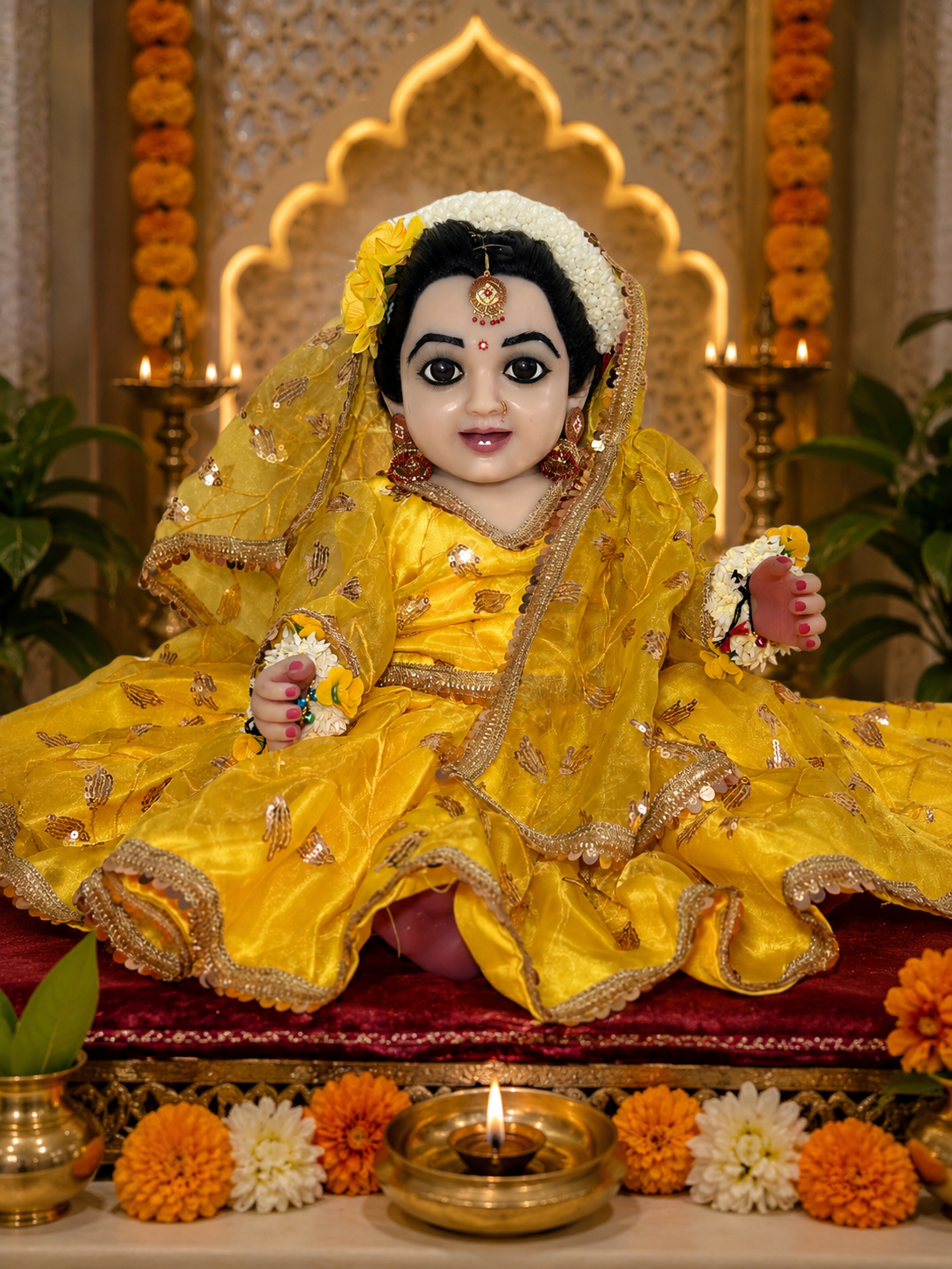 27 Inch Silicone Radha Rani Idol | Premium Handmade Hindu God Statue for Home Temple | Soft Silicone